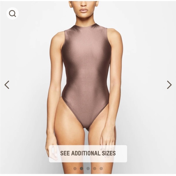 Skims Disco Sleeveless Mock Neck Bodysuit - Umber - S - Picture 3 of 3